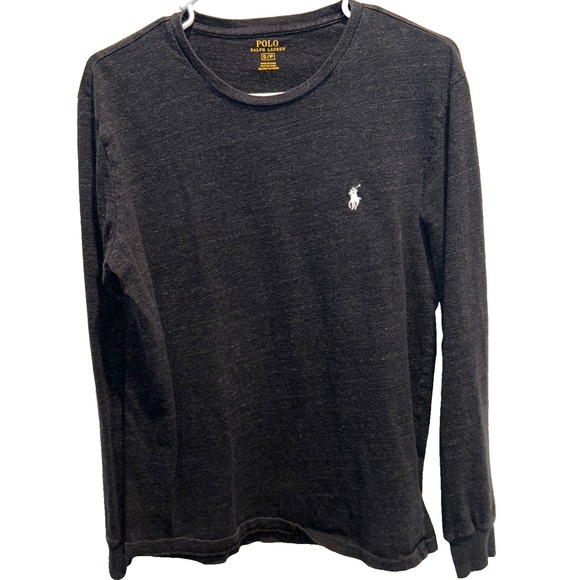 Polo Ralph Lauren‎ Long Sleeve T-Shirt Small Heather Gray Crew Neck Cotton Tee - Picture 2 of 4